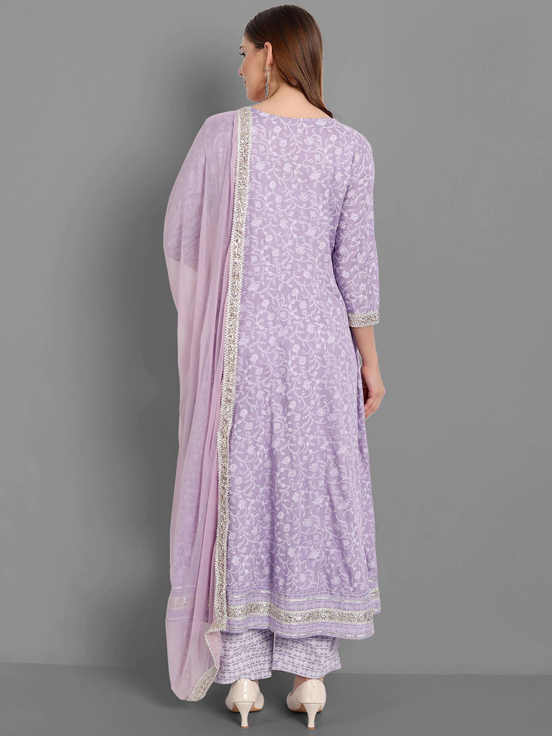 Women Purple Ethnic Motifs Embroidered Mirror Work Kurta with Trousers & Dupatta