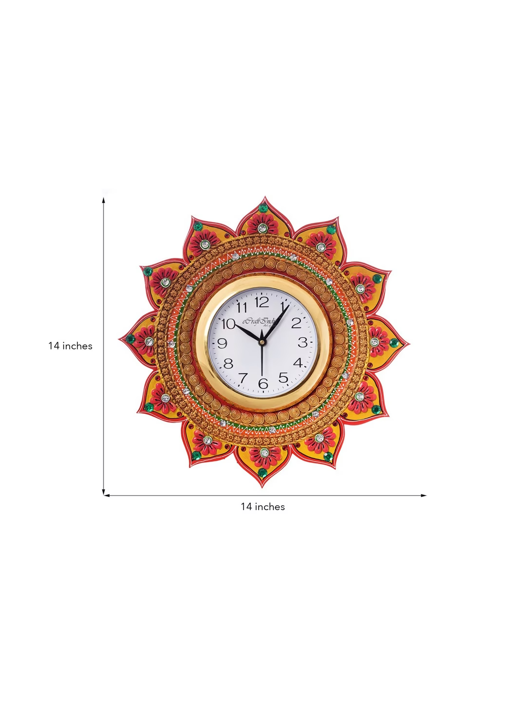 White Dial Floral Handcrafted Analogue Wall Clock