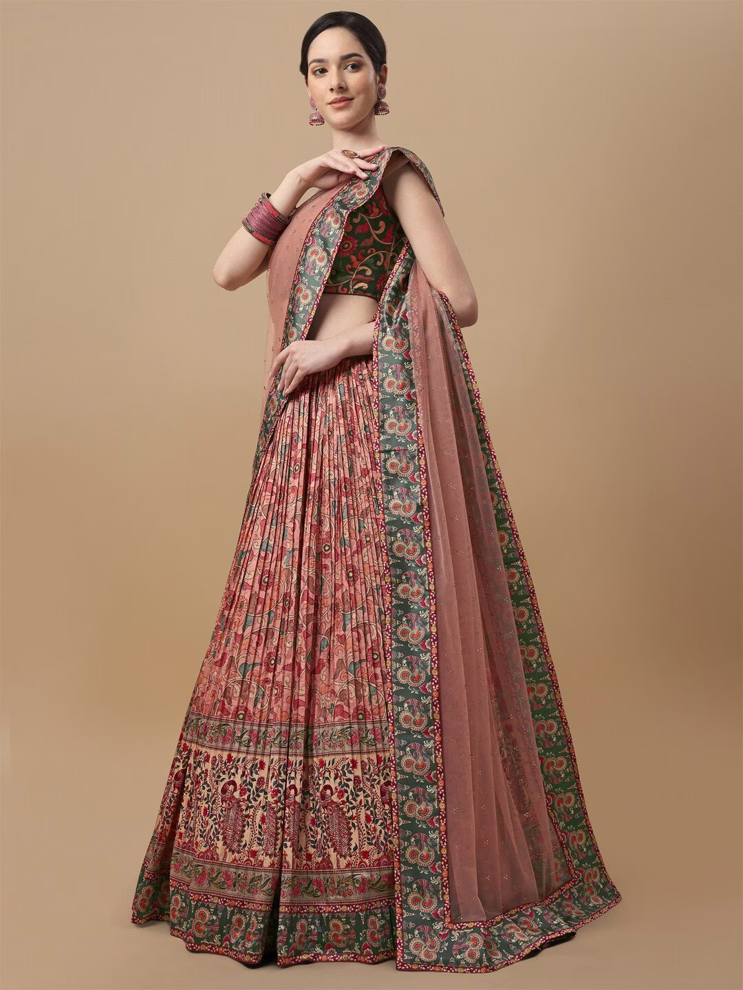 Printed Kalamkari Ready to Wear Lehenga & Blouse With Dupatta