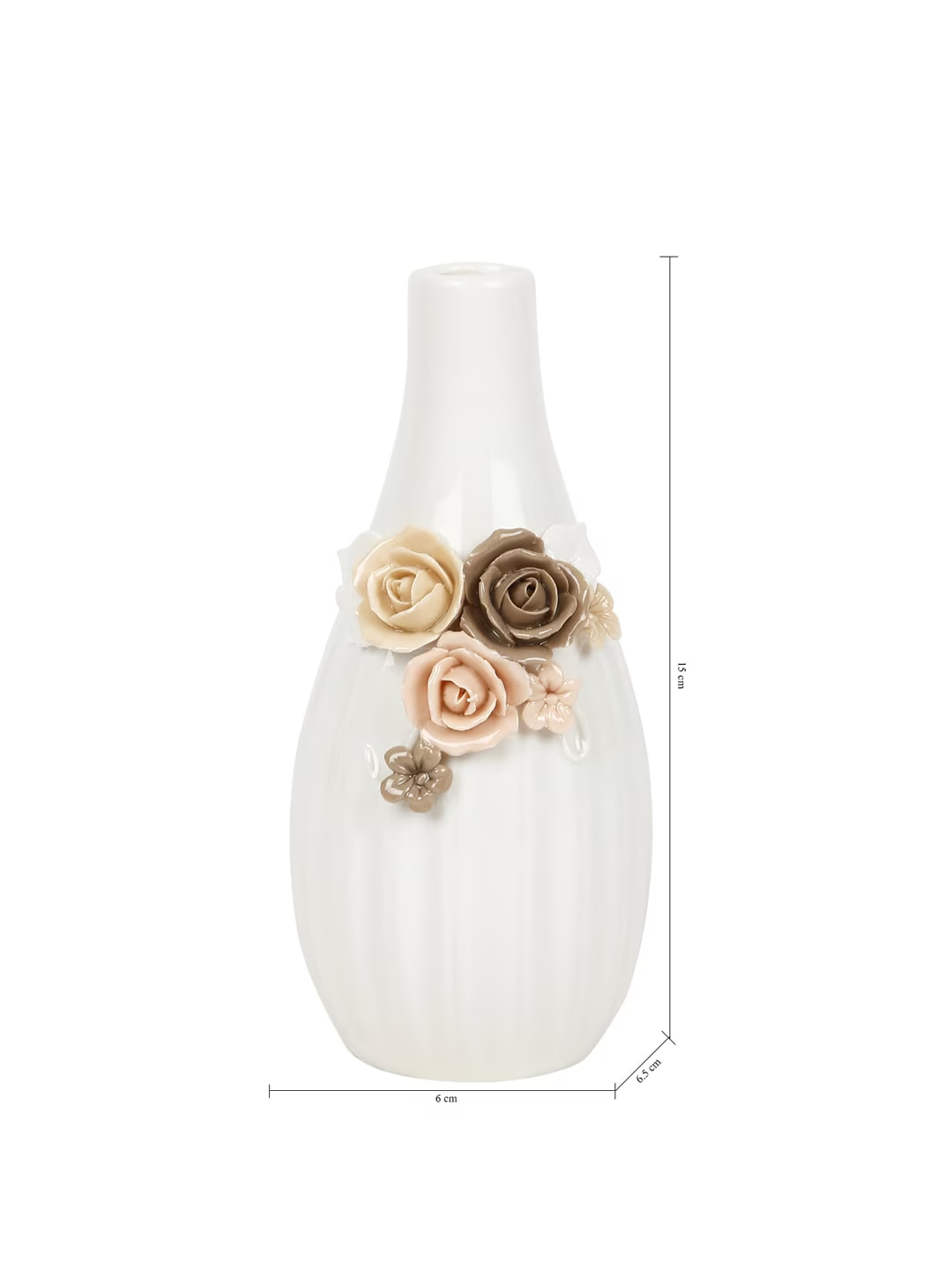 White & Brown Ceramic Flower Vase