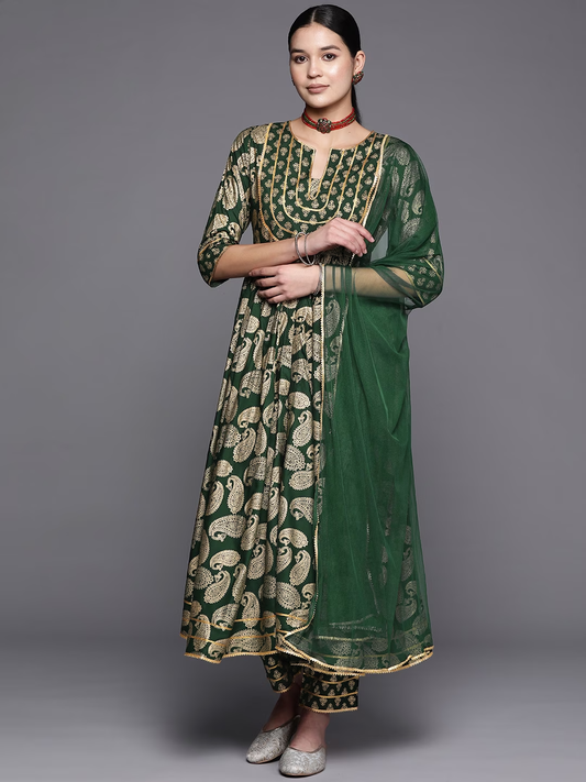 Women Paisley Printed Empire Gotta Patti Salwar Suit