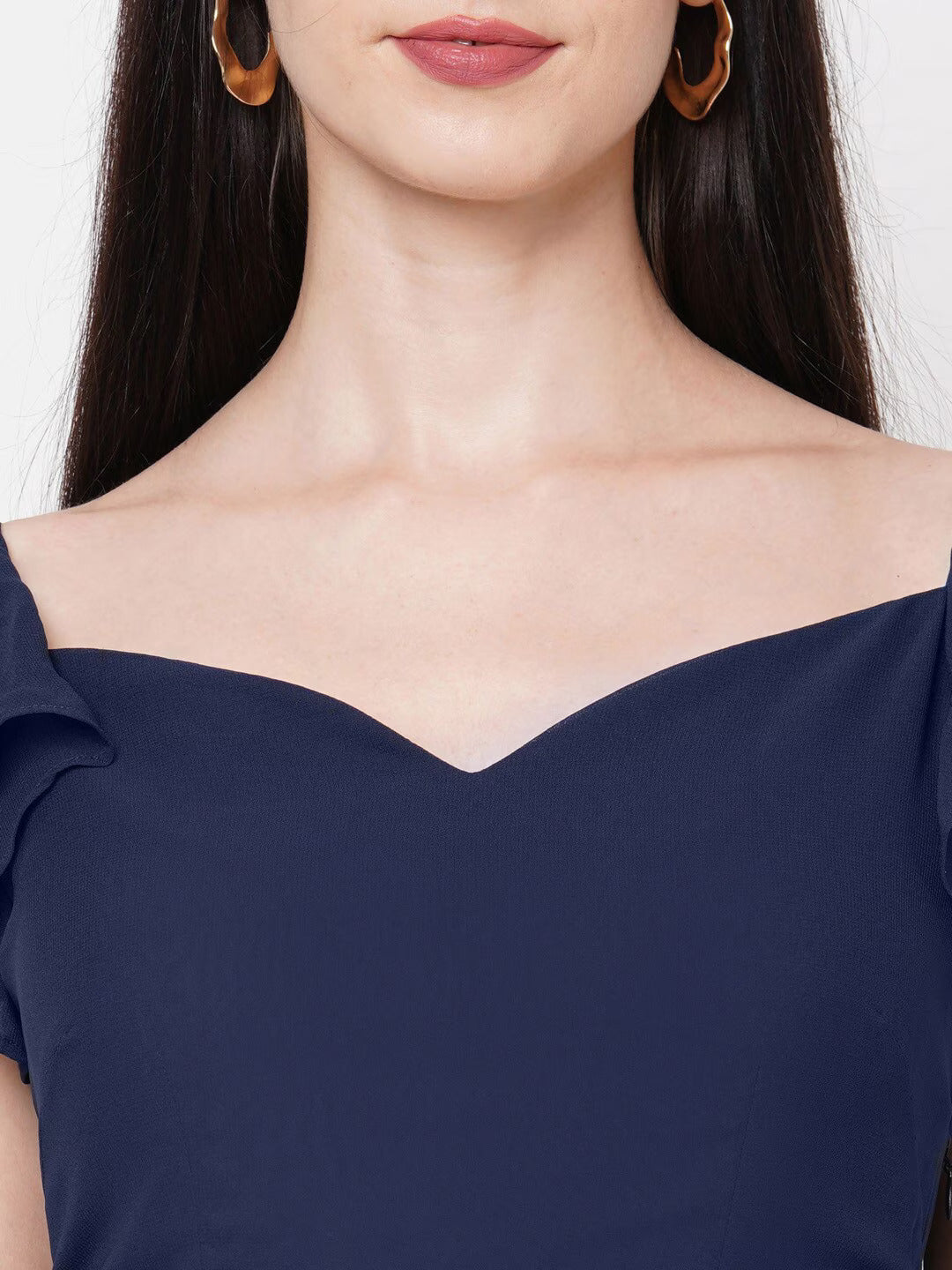 Women Navy Blue Georgette Maxi Dress