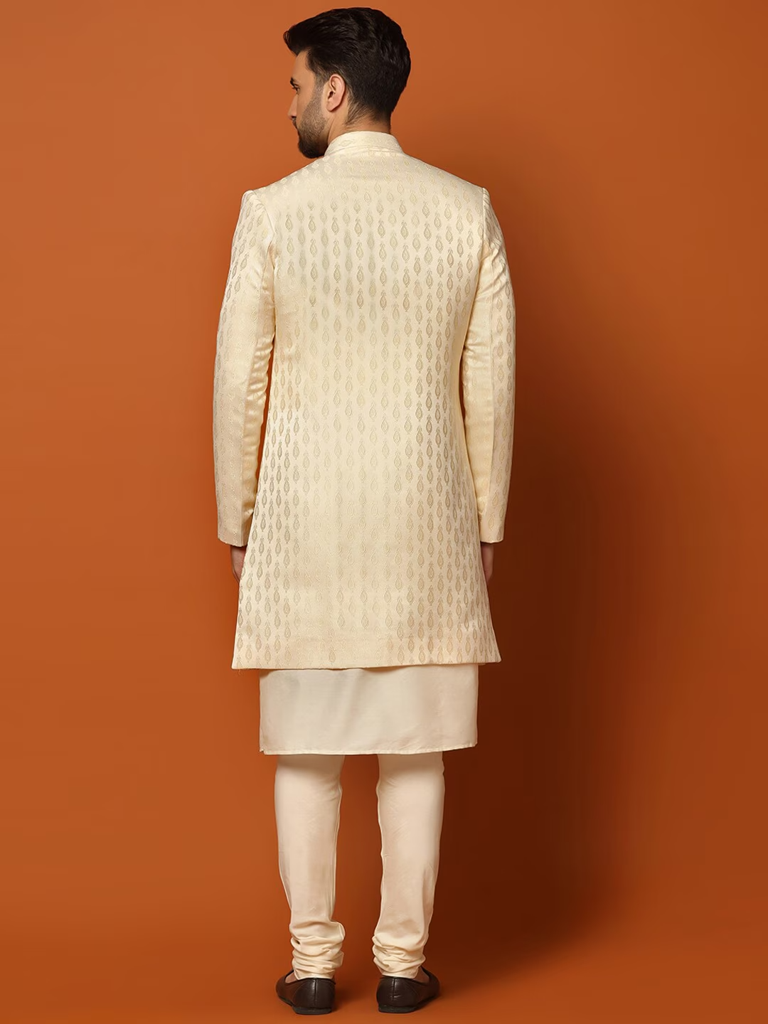 Woven-Design Cotton Sherwani Set