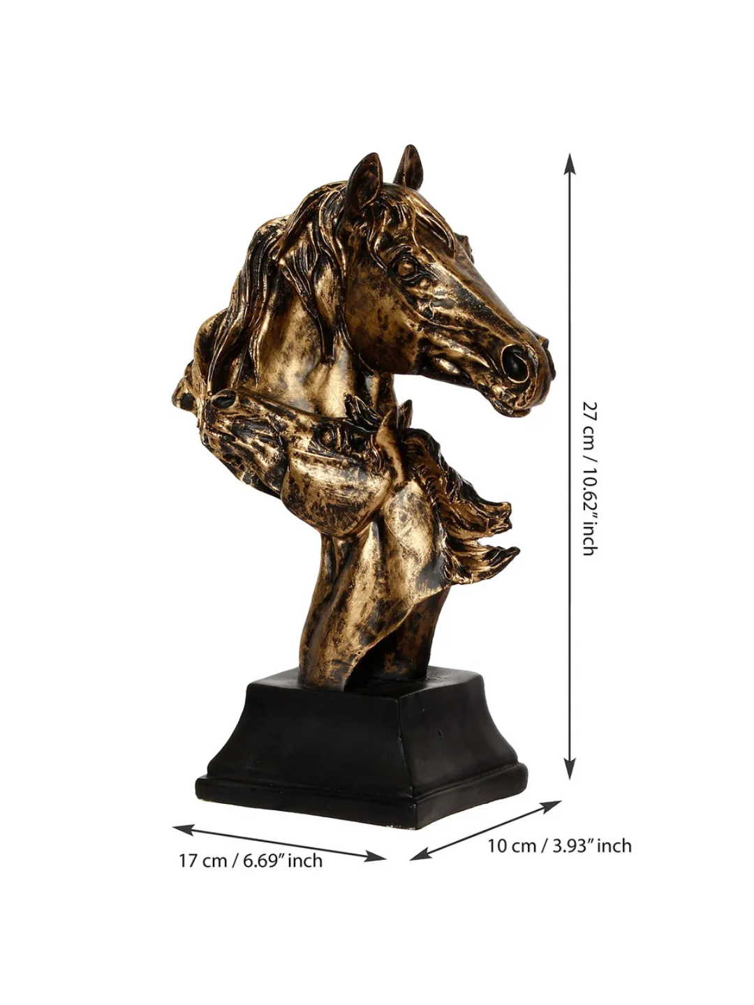 Antique Finish Horse Couple Face Handcrafted Polyresin Decorative Showpiece