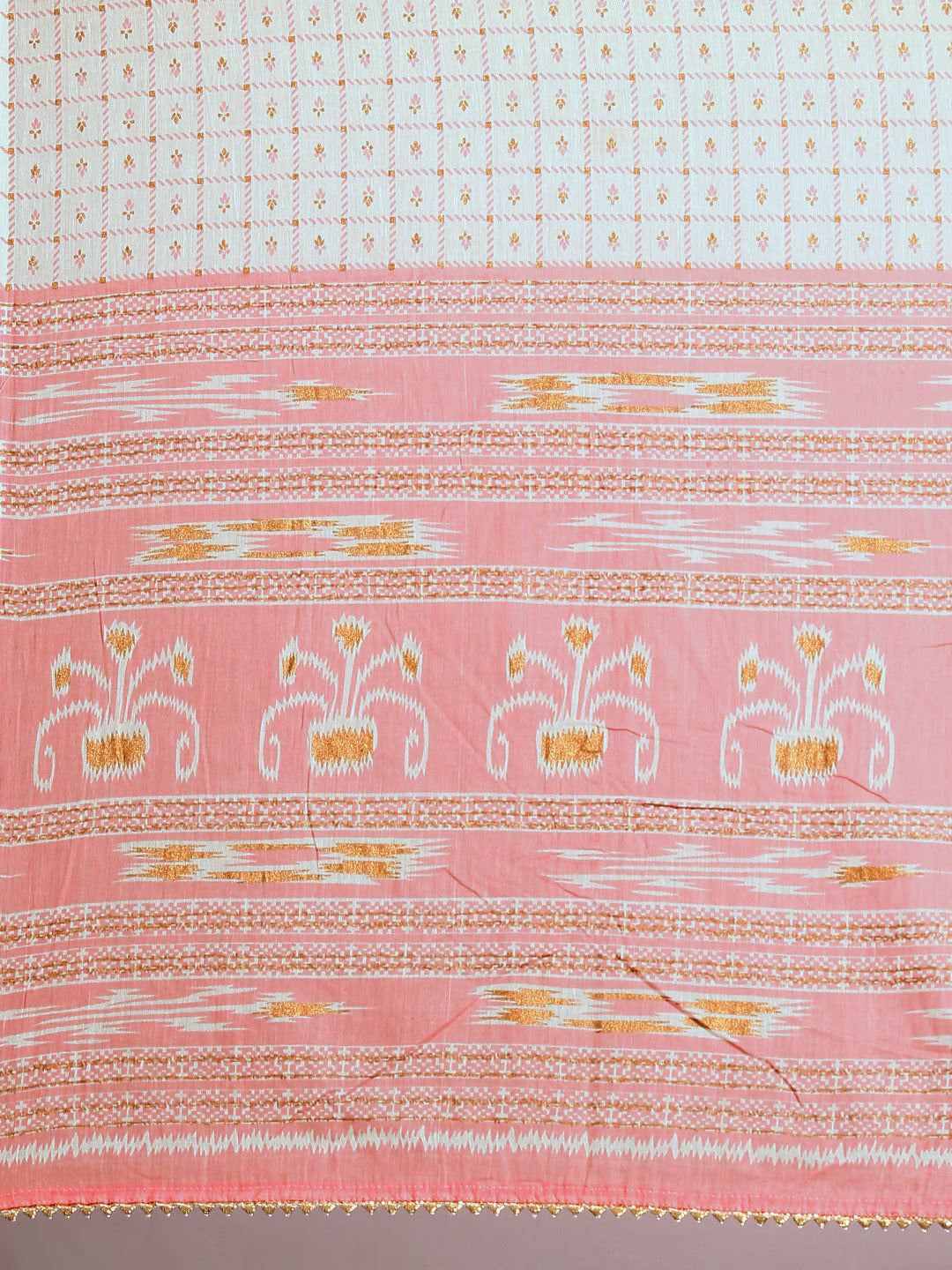 Women Pink Pure Cotton Printed Gotta Patti Kurta Set With Dupatta