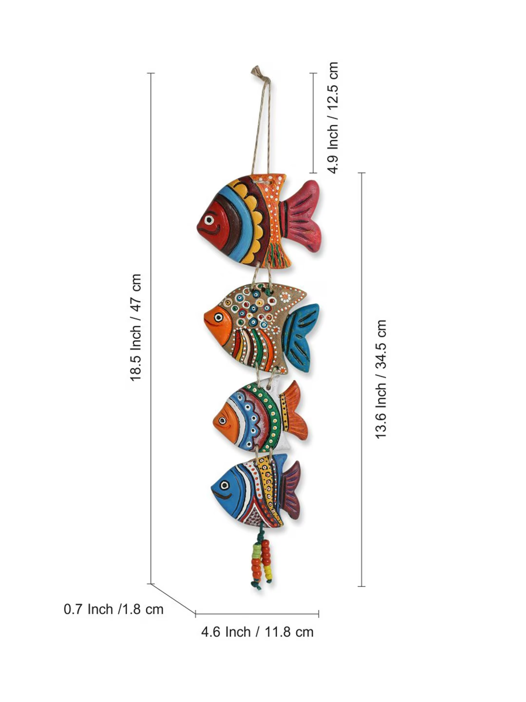 Fish Family Terracotta Hand-Painted Wall Hanging