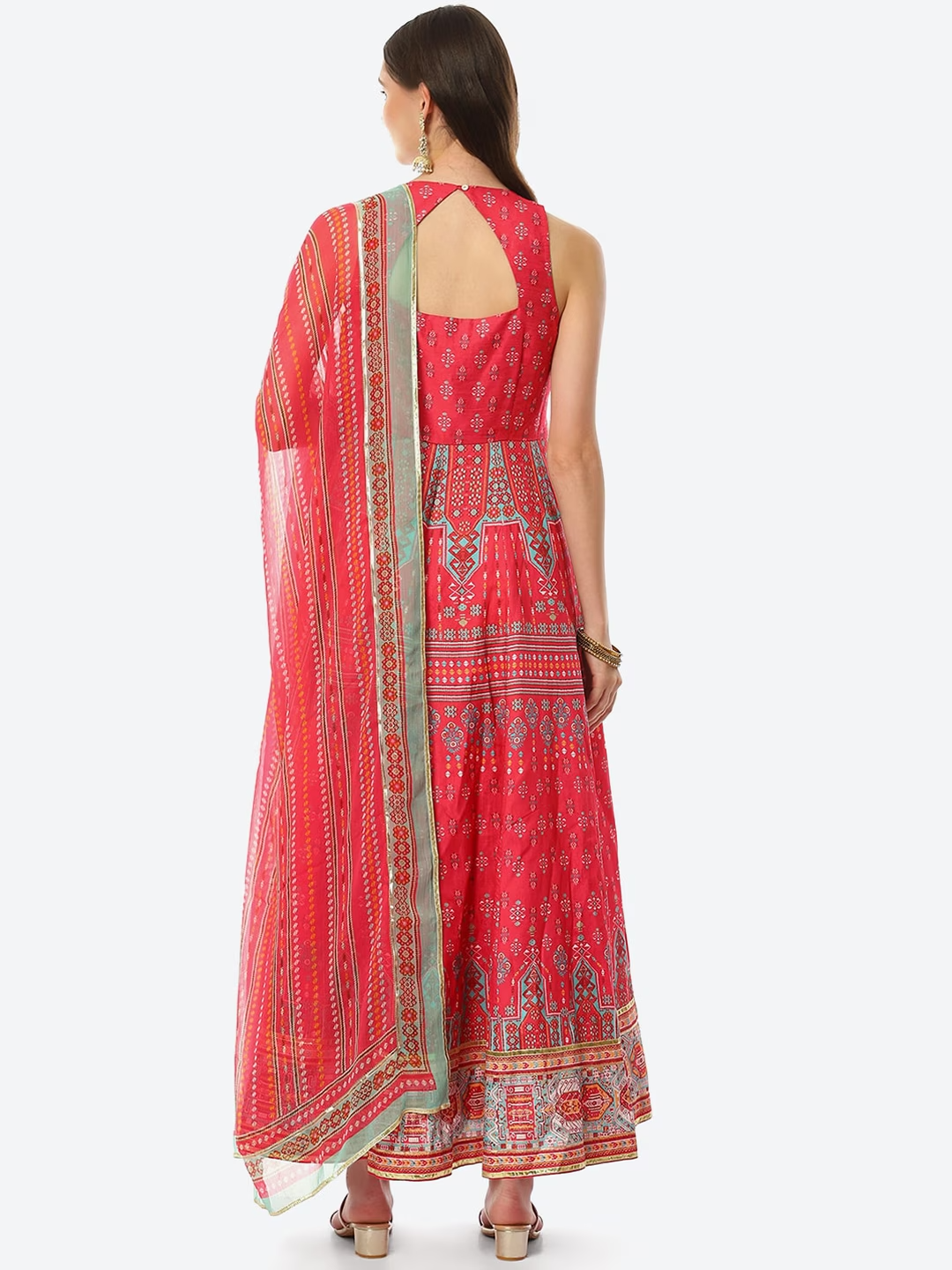Women Fuchsia Ethnic Motifs Printed Dupion Silk Salwar Suit