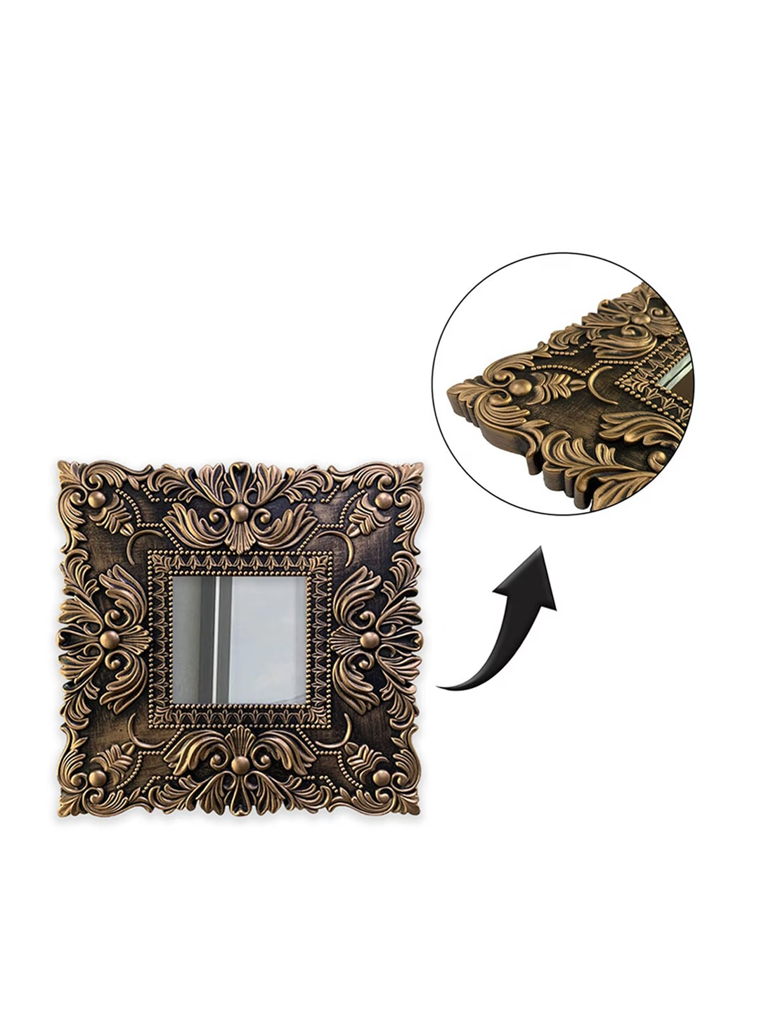 3 Pieces Brown Square Framed Decorative Mirror Wall Hangings