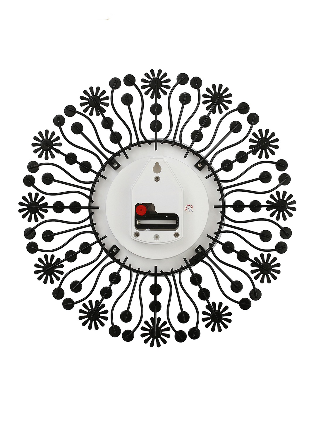 White & Red Handcrafted Round Embellished 37 cm Analogue Wall Clock