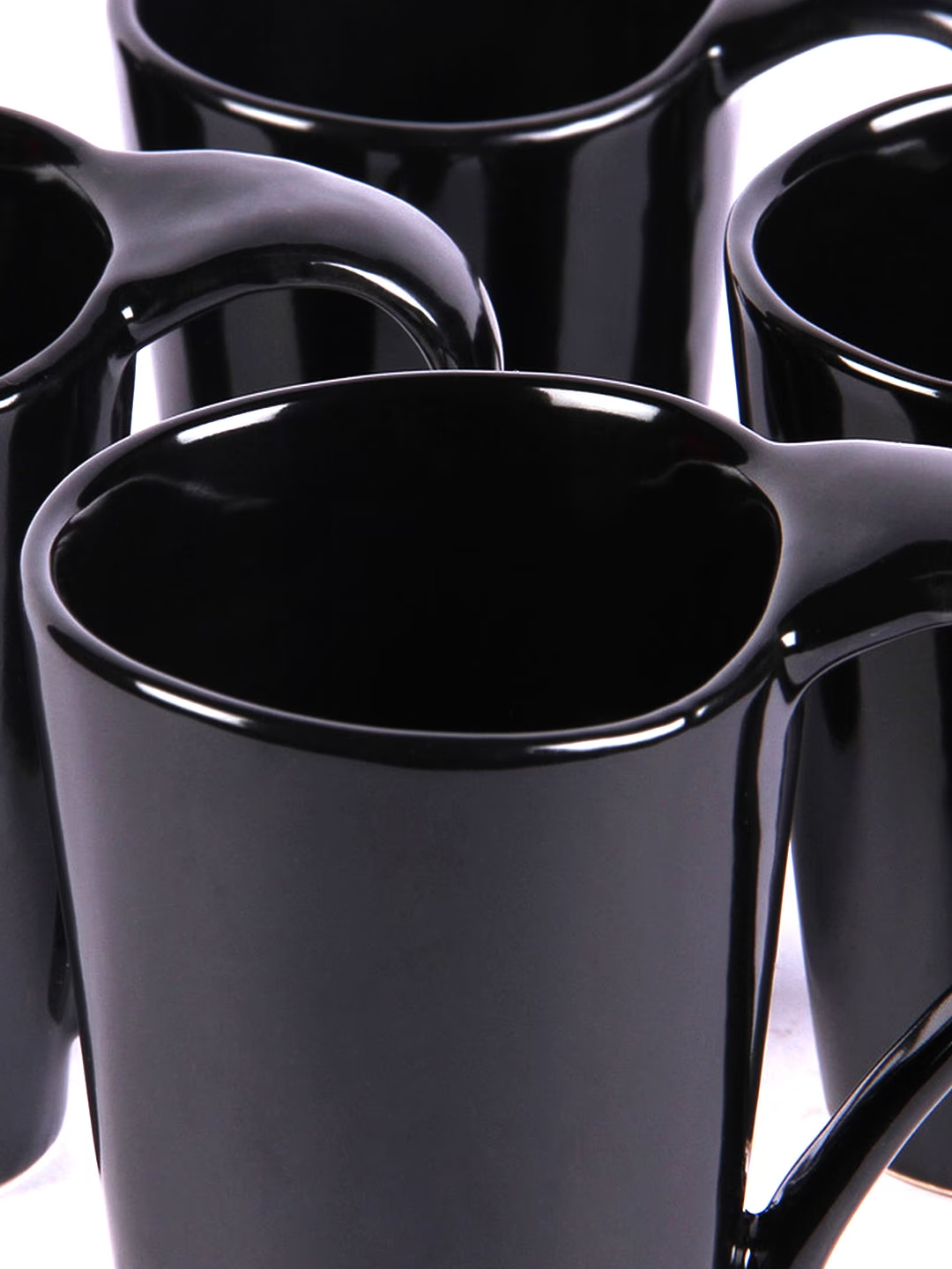 Black 6 Pieces Solid Ceramic Handcrafted Coffee Mug Set