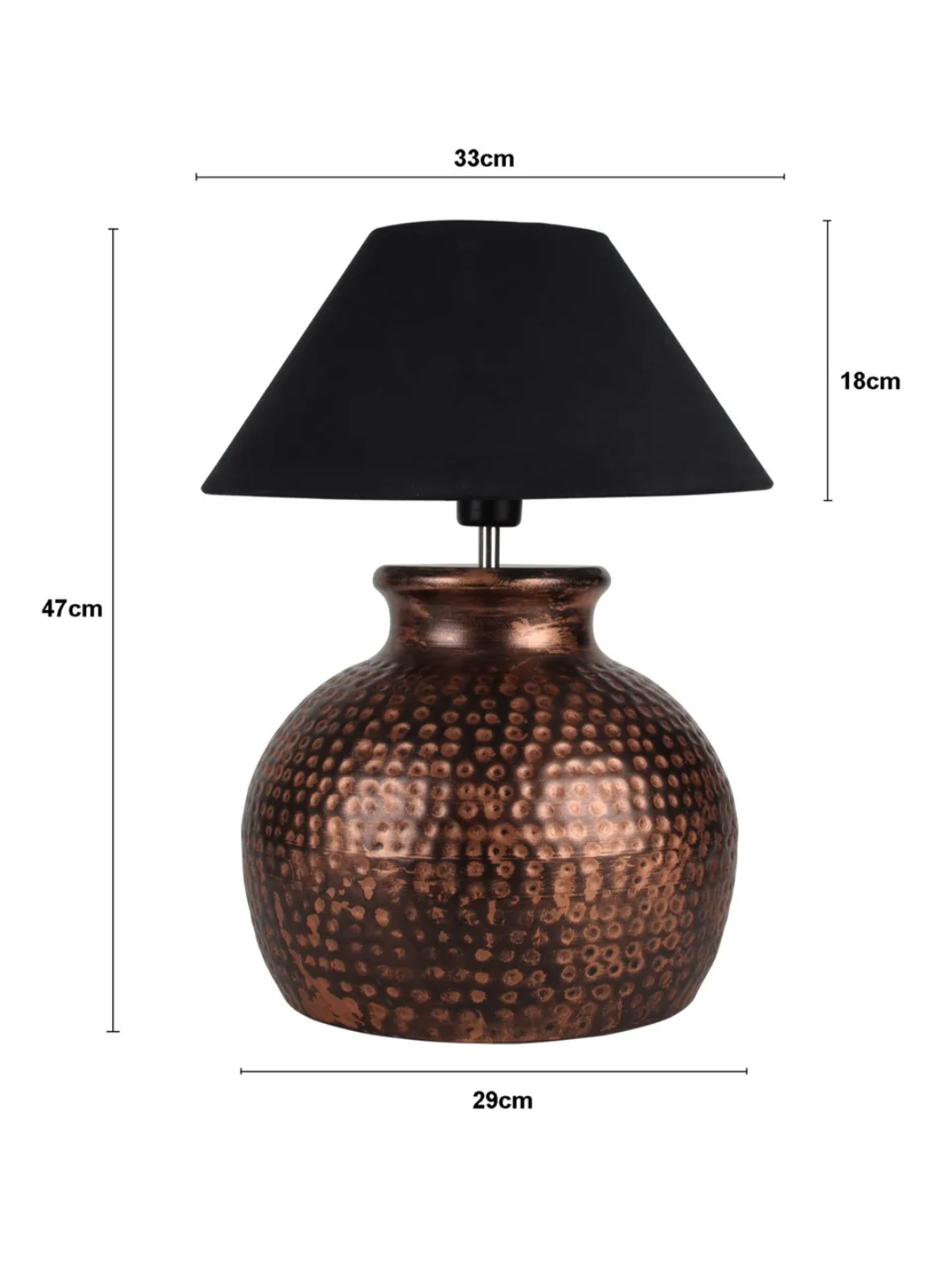 Antique Table Lamp Pot Black Shade