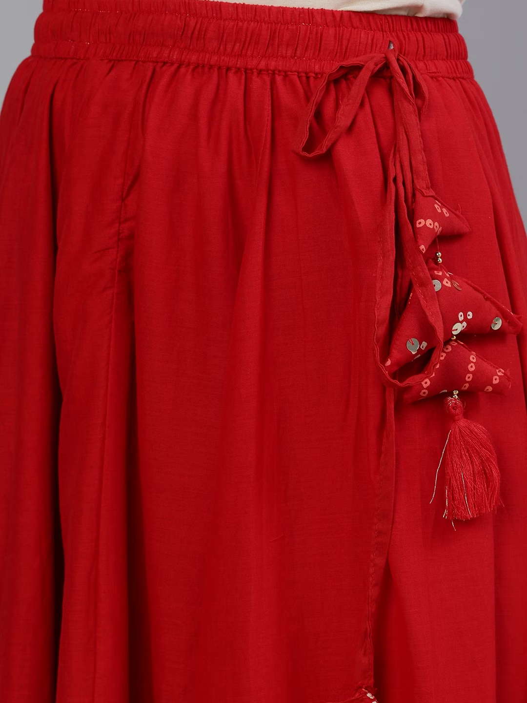 Women Red Embroidered Kurta with Sharara & Dupatta