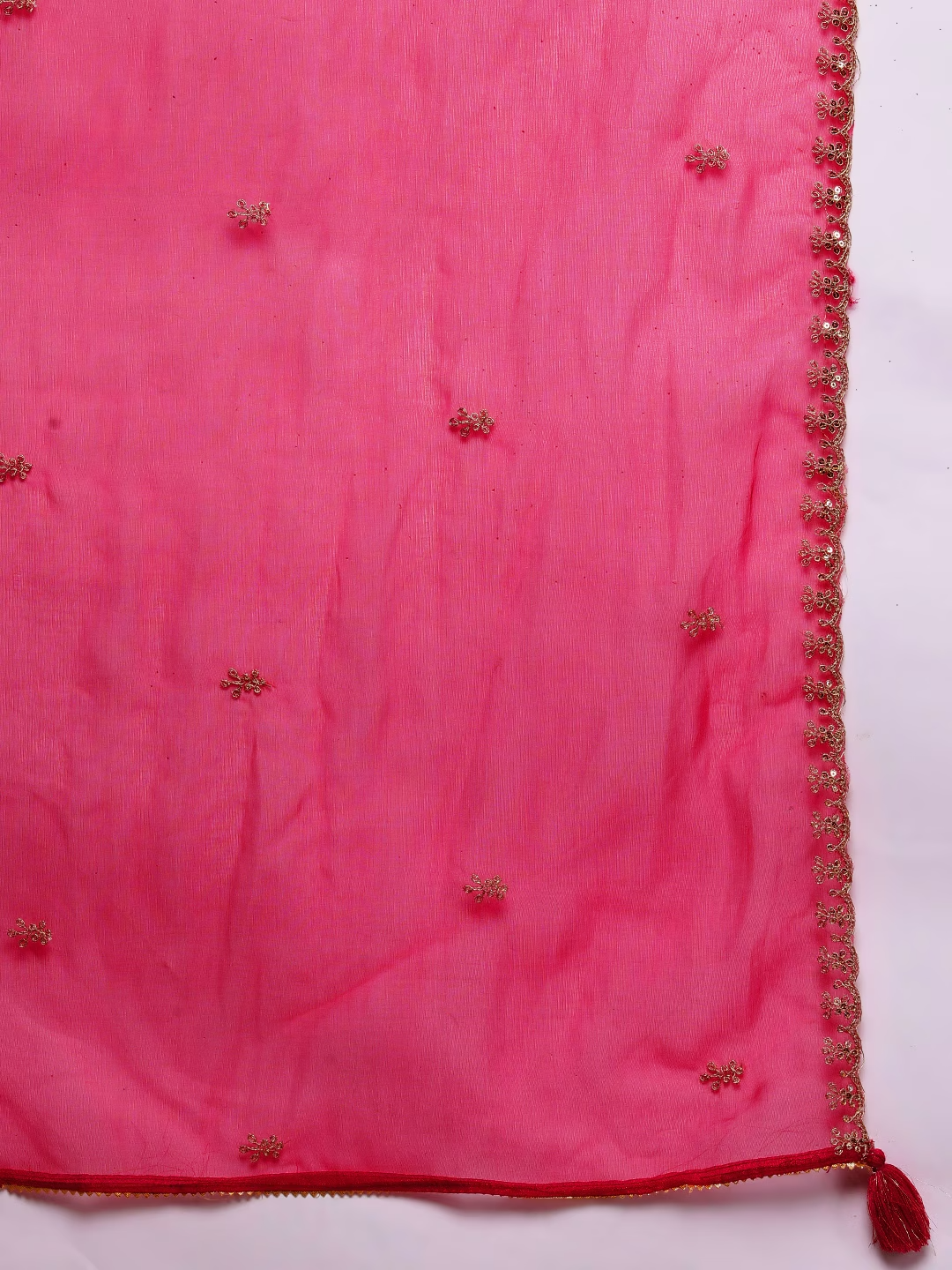 Bandhani Yoke Design Sweetheart Neck Kurta With Trousers & Dupatta