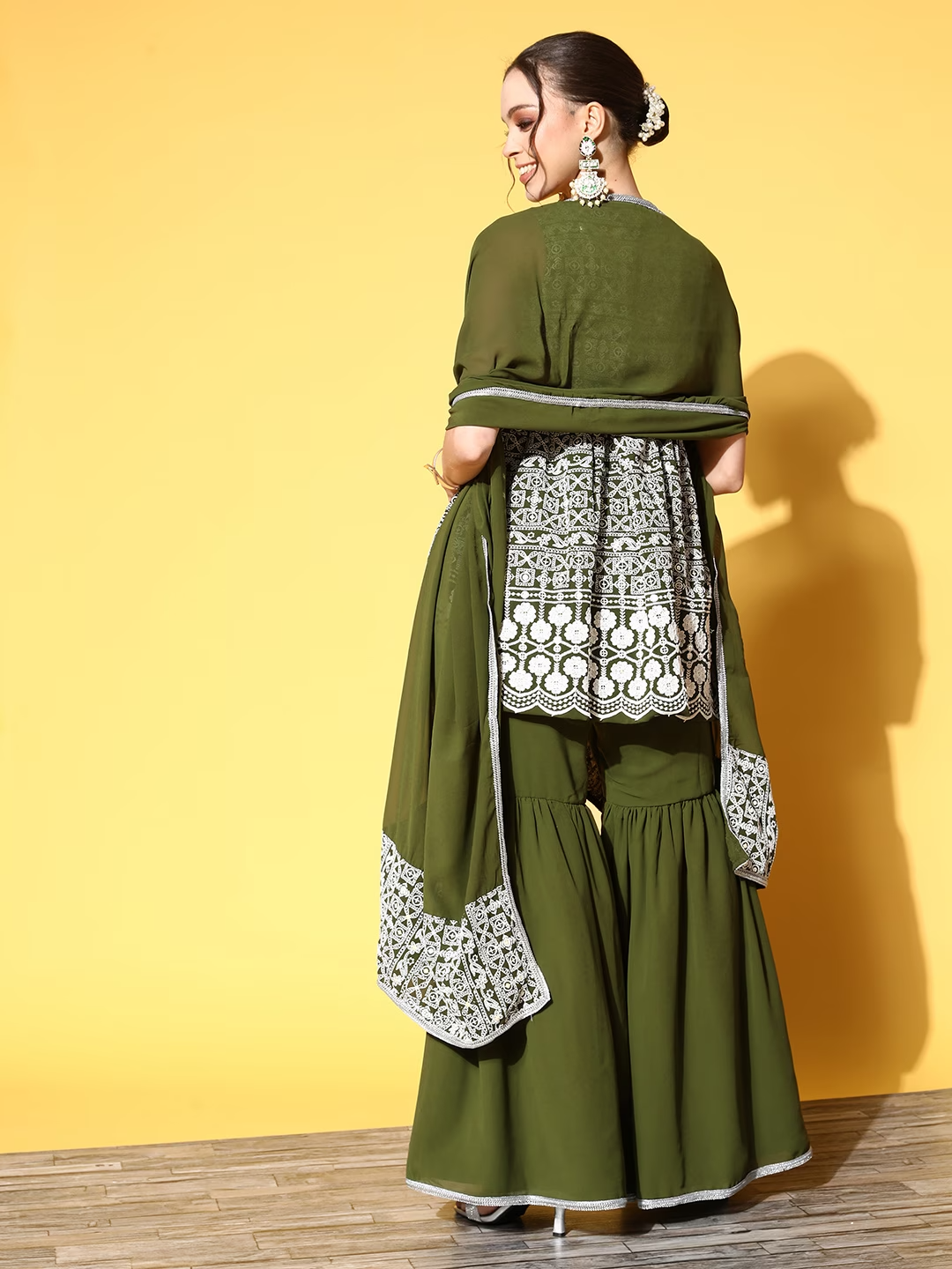 Women Ethnic Motifs Embroidered Pleated Salwar Suit