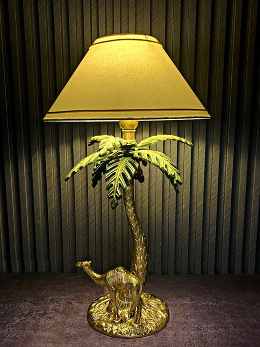 Tropical Oasis Antique Brass Camel Table Lamp