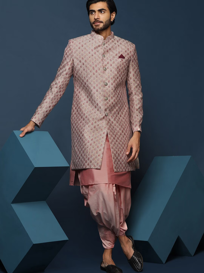 Woven-Design Cotton Sherwani Set