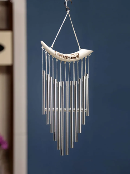 Horizontal Mini Elephants Wind Chime - White