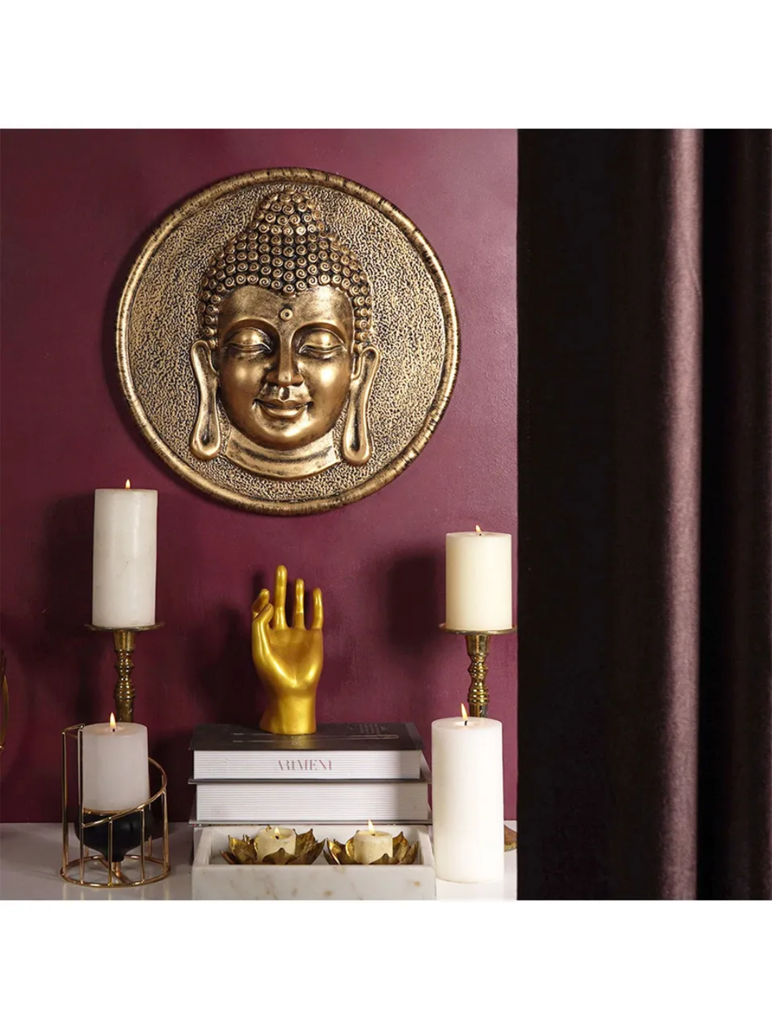 Surreal Meditative Buddha Head - Gold