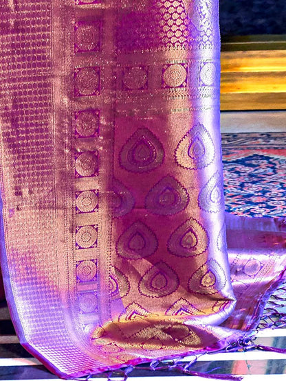 Traditional Weaving Kanjivaram Silk Designer saree with Unstitched Blouse