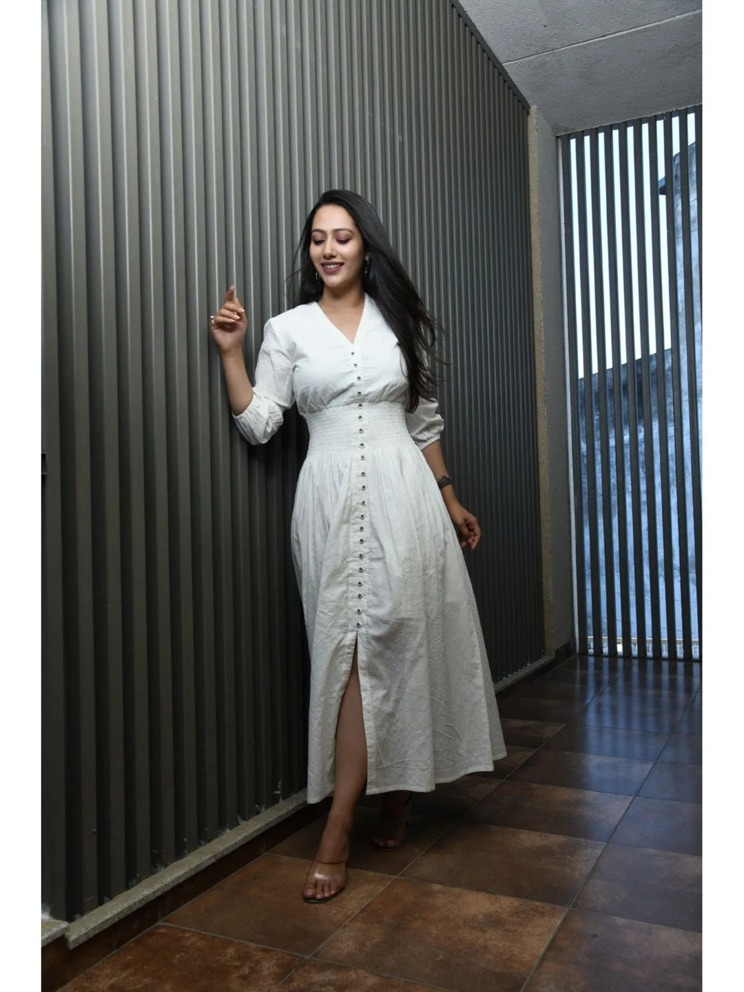 Off-white Cotton Kantha Comfy Dress