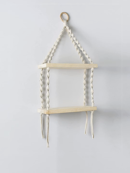 Beige 2 Tier Macrame Wall Hanging Planters