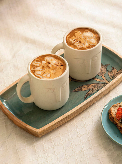 Cream-Coloured Textured Ceramic Glossy Mugs Set of Cups and Mugs