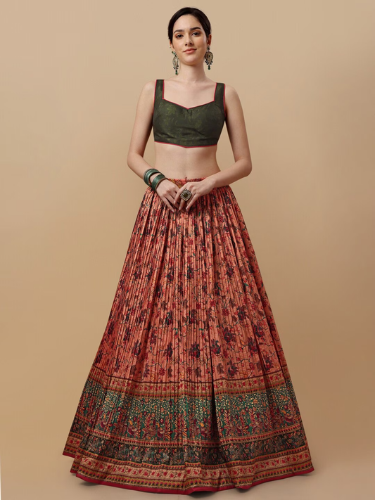 Printed Kalamkari Ready to Wear Lehenga & Blouse With Dupatta