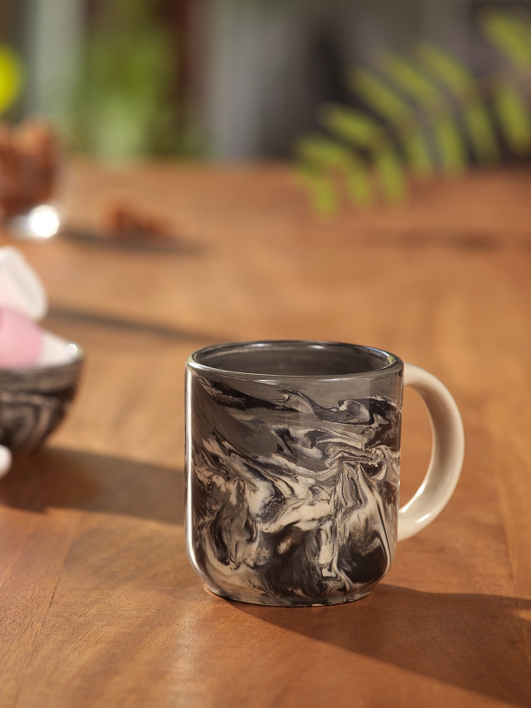 Black & Off-White Carbon Printed Ceramic Mug