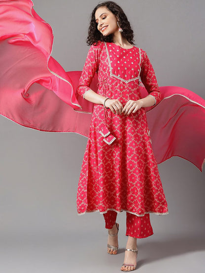 Bandhani Printed Gotta Patti Kurta with Palazzos & Dupatta