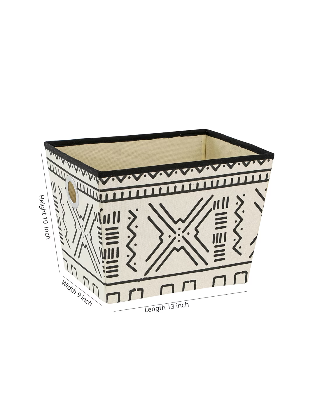 Off-White & Black Tribal Printed Tote Basket