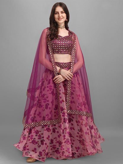 Embellished Sequinned Semi-Stitched Lehenga & Unstitched Blouse With Dupatta