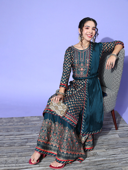 Women Ethnic Motifs Viscose Rayon Print Parade Salwar Suit