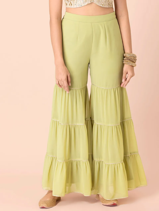 Lime Ruffled Layered Sharara