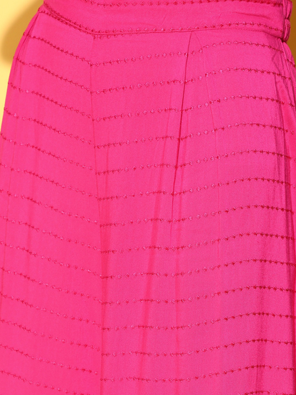 Women Fuchsia Empire Kurta with Sharara