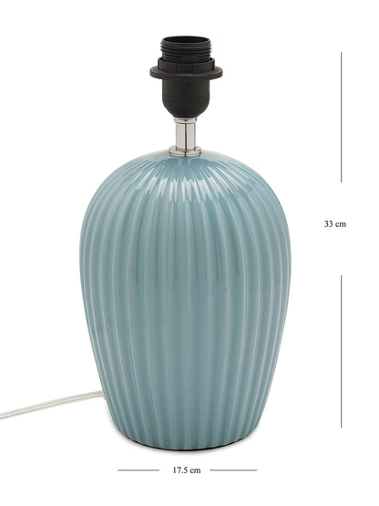 Blue Ribbed Ceramic Table Lamp Stand