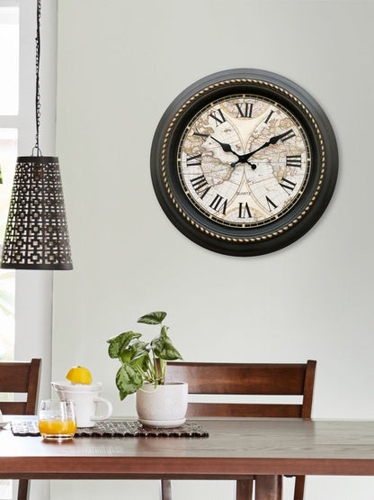 Black & Gold Printed Corsica Contemporary Wall Clock 40 cm