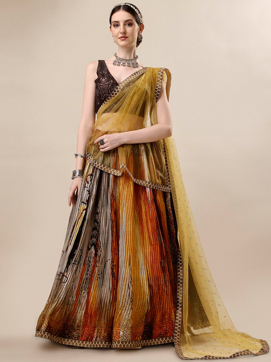 Printed Ready to Wear Silk Lehenga & Blouse With Dupatta