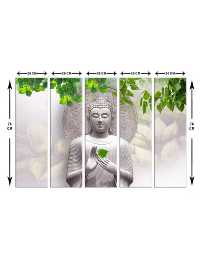 Set Of 5 White & Green The Blessing Buddha Wall Art Frames