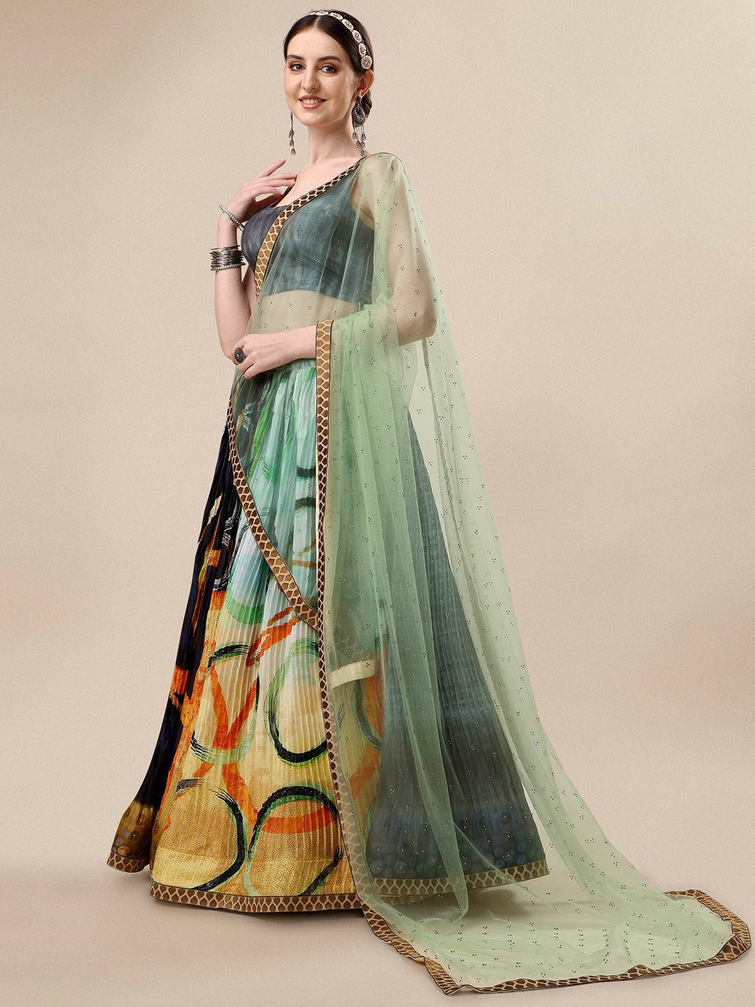 Printed Ready to Wear Silk Lehenga & Blouse With Dupatta