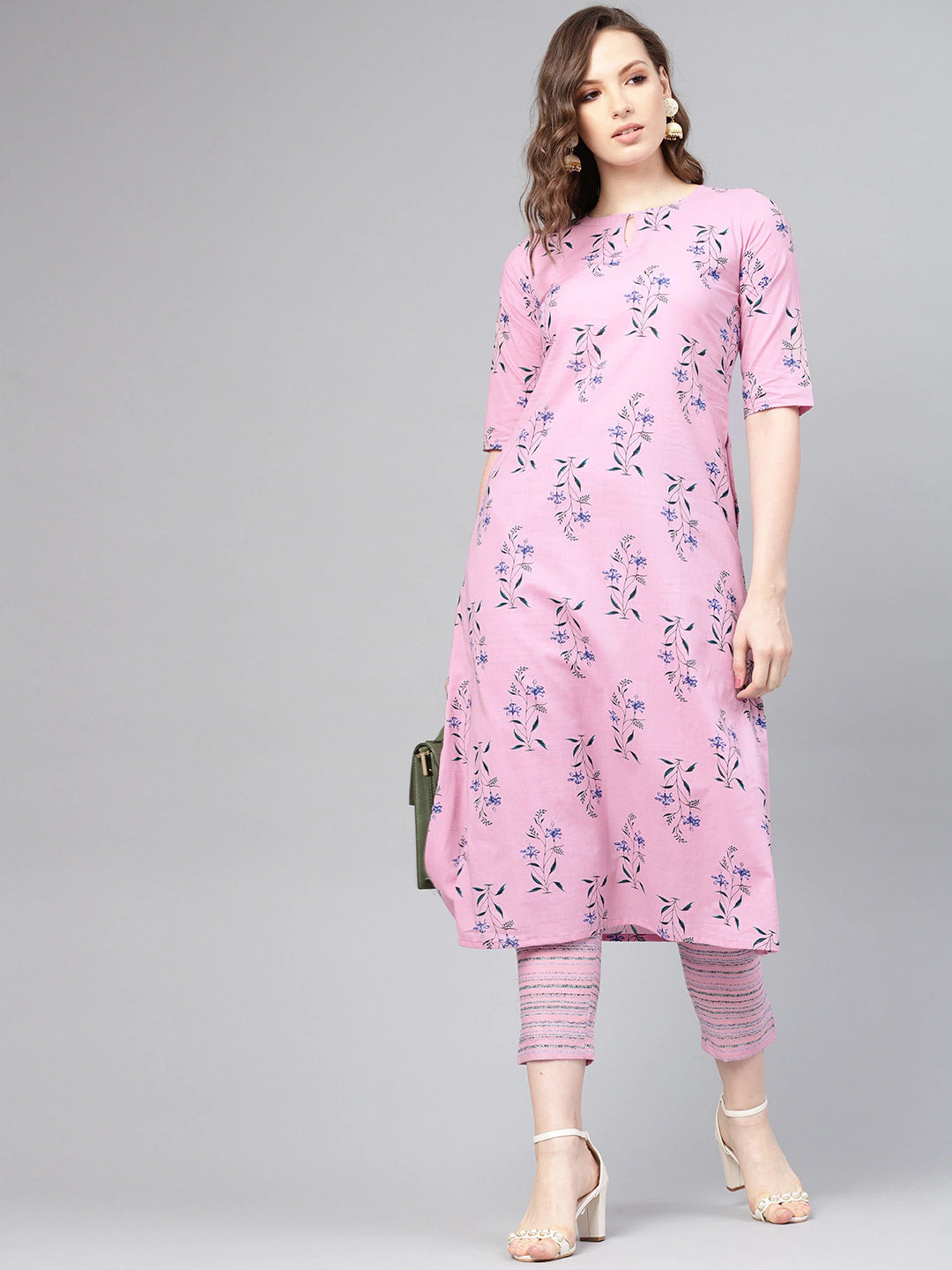 Floral Bliss Side Pocket Cotton Kurta Set