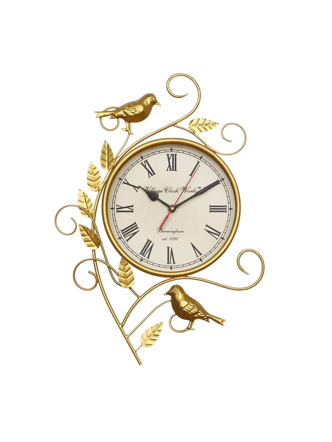 Gold-Toned & White Embellished Vintage Wall Clock