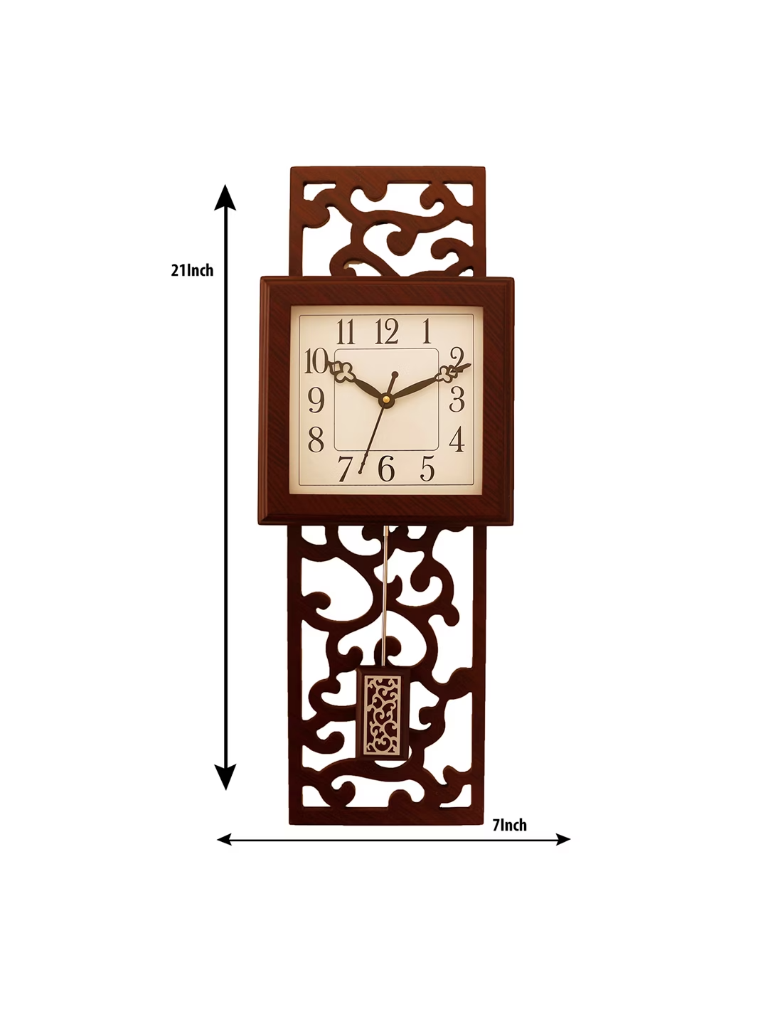 Brown Handcrafted Square Textured Analogue Wall Clock