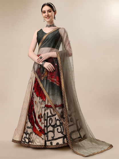 Printed Ready to Wear Silk Lehenga & Blouse With Dupatta