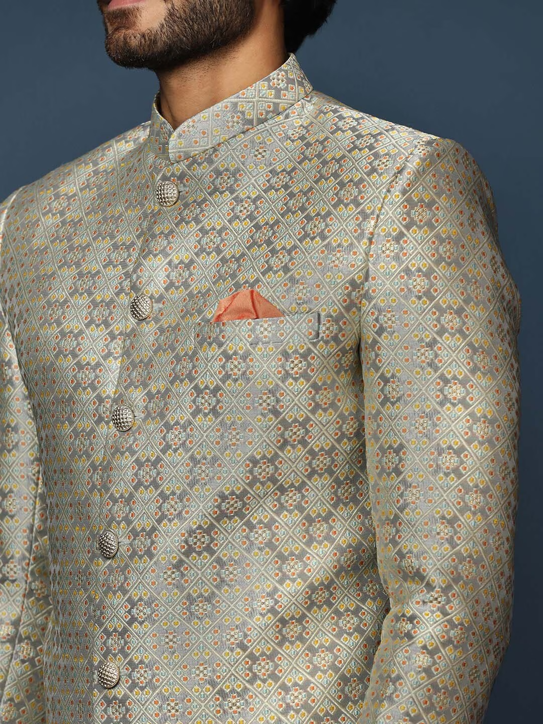 Woven Design Cotton Sherwani Set