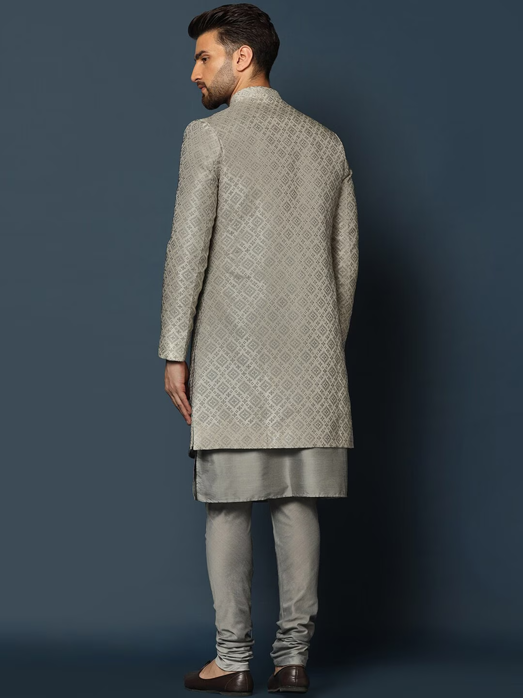 Woven-Design Cotton Sherwani Set