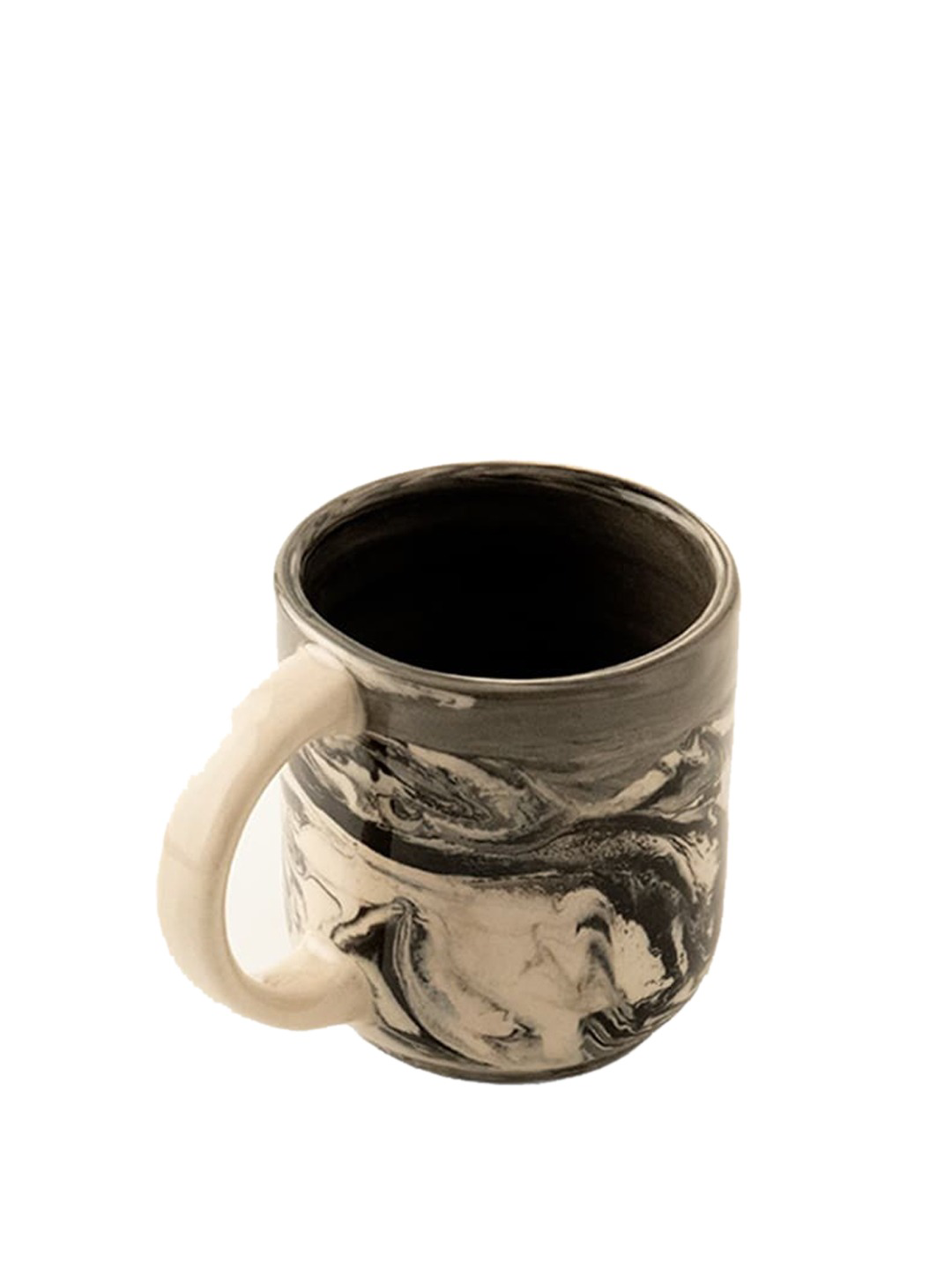Black & Off-White Carbon Printed Ceramic Mug