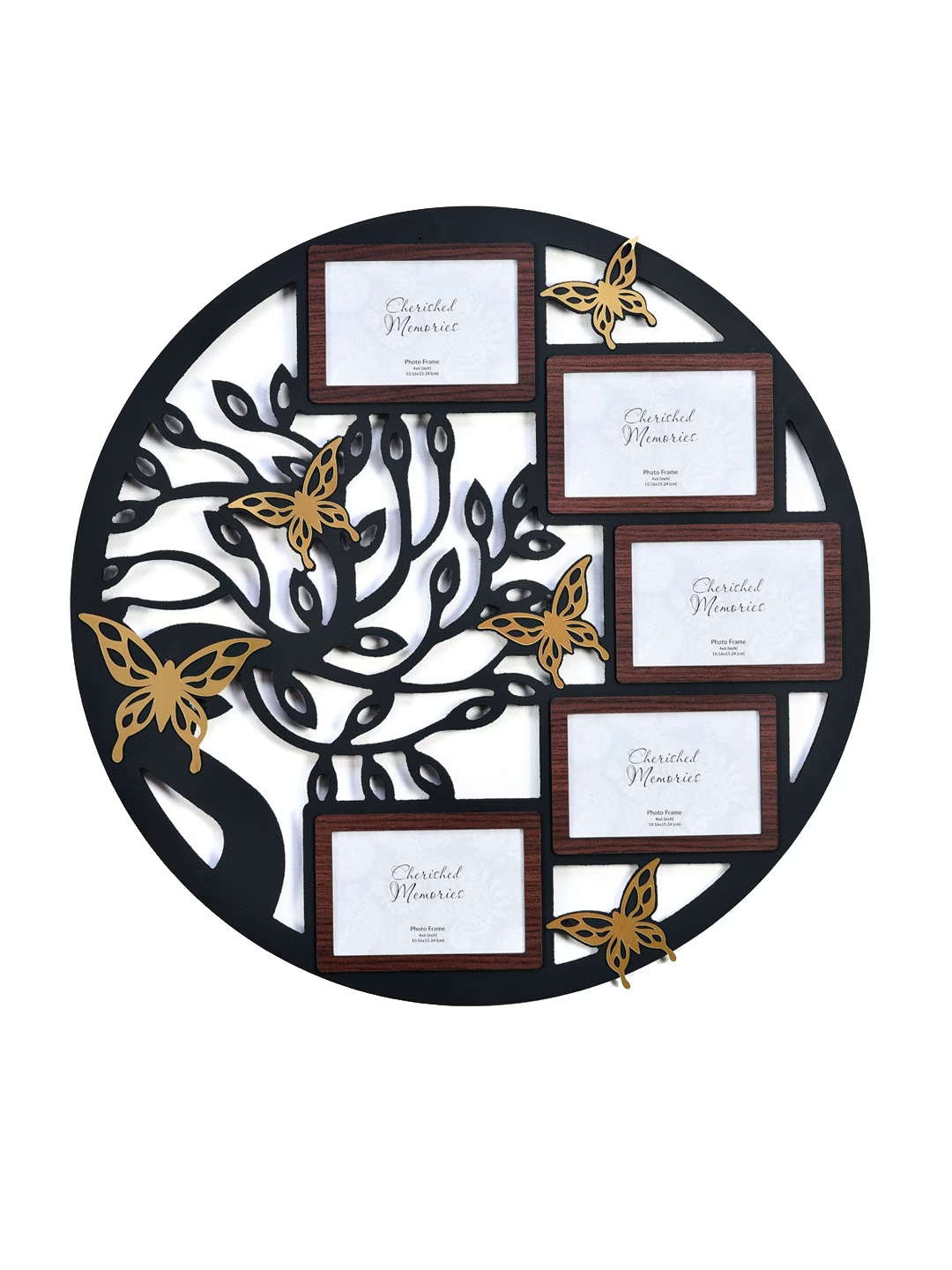 Black & Gold-Toned 5 Pics Collage Tree Butterfly Photo Frame
