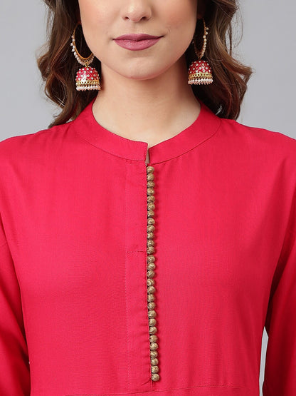 Women Pink Kurta with Palazzos & Dupatta