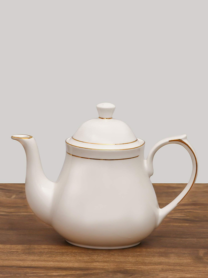 White Solid Indian Ceramic Fine Bone China Tea Kettle