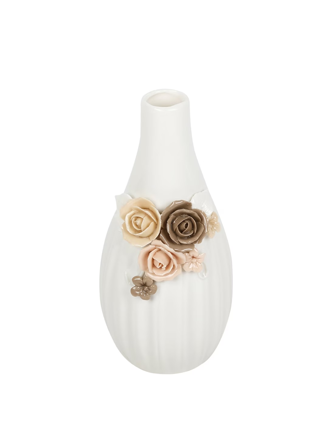 White & Brown Ceramic Flower Vase